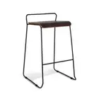 Bavleen Bar Stool 75cm - Black Frame - Walnut Veneer Seat