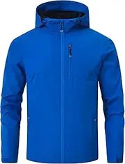 [Huayuzh] Rain Jacket Men's Waterproof Lightweight Raincoat Camping Hiking Breathable Packable Softshell Jacket with Hood