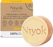 Niyok® 2-in-1 Solid Shampoo and Conditioner | Skin-neutral pH 5.5 Vegan Plastic Free | Normal to Fine Hair | Like Hair Soap Organic Natural Cosmetics without Plastic | Vitamin (80 g)