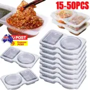 Double Compartment Condiment Container with Lids for Sauce Sampling Travel Snack