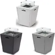 Modern Patio Propane Fire Pit Aluminum Side Table in Black, Gray or White