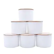 18 OZ Thick Candle Jars for Making Candles 6 Pcs Empty Jars with Wood Lids fo...