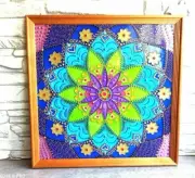 Mandala painting on glass Yoga art Handmade stained glass wall decor Zentangle
