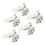 5Pcs Crochet Rings Silver Peacock Shape Unique Open Design Rust Resistant Light