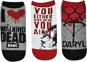 [Everything Legwear] The Walking Dead Lowcut Socks (3 Pair Pack) - I Heart The Walking Dead Daryl - One Size Fits Most, Multi, One Size