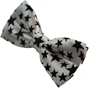 [Zasel] Boys White With Black Stars Patterned Bow Tie Black, White