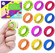 Taefuhnn 12 Pcs Fidget Toys Sensory Rings for Kids, Autism Sensory Finger Rings Fidget Toy for Anxiety Relief, Stress Relief, Classroom Prize Gifts, Kids Party Favors, Party Bag Fillers