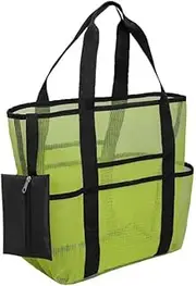 [Generic] Mesh Beach Bag Portable Toy Tote Bag for Beach(Green)