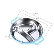 Children's Plate Stainless Steel Anti Scald Handle Compartment Divided Desig NY9