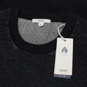 Brax NWT Rick Crew Neck Pullover Sweater Size Medium in Navy Blue Wool Blend