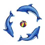 Dolphin Group with Beach Ball Ceramic Swimming Pool Mosaic
