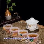 colored glaze tea set gaiwan tea cup silver flower relief boutique clear tureen