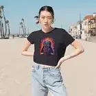 cool Women Flowy Cropped Tee artistic villain psychedelic vader original art