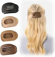 4Pcs Strong Hold Flat Hair Claw Clips - Round, Duck Billed, Matte, Large Barrettes Alligator Clamps for Lay Down Hairstyles