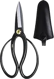 KAKURI Okubo Shears 7.8" (200 mm) Bonsai Scissors Long Blade, Flower Arranging Scissors, Japanese Carbon Steel Professional Garden Tool, Black, Made in JAPAN
