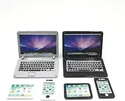 Dollhouse Decoration Accessories, 6 Pack 1/12 1/6 Dollhouse Miniature Scene Model Mini Laptop Tablet and Smart Phone Scene Model (Multicolored)