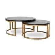 Wilma Nested Coffee Table - Peppercorn and Brass