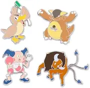 Center: Farfetch'd, Kangaskhan, Mr. Mime & Tauros Pokémon Pins (4-Pack), One Size, Zinc alloy / hard enamel, no gemstone