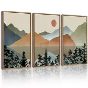 KUVIOKE Landscape Mountain Wall Art 16x 24in Large Set Lake Sunrise Pine Tree...