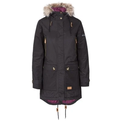 Trespass Womens Parka Long Jacket Waterproof Clea in Black - Large NEW WITH TAGS