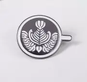 New Barista Cafe Coffee Geek Latte Art Rosetta Heart Wings Pin Brooch Badge