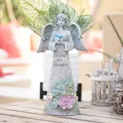 Angel Garden Statue Outdoor Decor, Angel Garden Holding Bird with Solar Lights, Gardening Gifts for Mom Grandma, Art Decoration Lawn Ornament Sculpture for Outside (Bless This Garden)