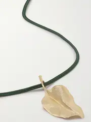 [OLE LYNGGAARD COPENHAGEN] OLE LYNGGAARD COPENHAGEN - Leaves 18-karat Gold And Cord Necklace - Green - One size One size Green