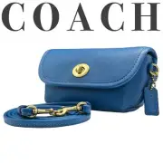 Coach Leather Shoulder Bag Auth Blue Medium Women 112342