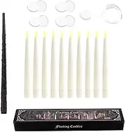 XIASABA Floating Candles with Wand Remote 10pcs Magic Hanging Flameless LED Taper Candles Battery Operated for Birthday Party Bedroom Festival and Wedding Decorations