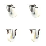 3 Inch 316SS Nylon Wheel Swivel Top Plate Caster Set 2 Rigid Service Caster