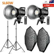 2X Godox SL-60W LED Video Light Continuous Light + 95cm Grid Softbox Light Stand