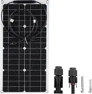 25W 16V Portable Solar Panel Kit, Outdoor Waterproof Flible Solar Panel with Output Connector to Charge 12V Car Battery RV Yacht