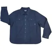 Eddie Bauer Shirt Mens Extra Large Navy Blue Chamois Flannel 100% Cotton Pocket