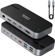 SELORE USB C Docking Station Dual Monitor, Laptop Dock Triple Monitor 16 in 1