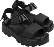 [Melissa] Kick Off Platform Sandals for Women - Super Soft and Flexible Vegan Chunky Platform Sandal with Adjustable Straps and Open Toe Design