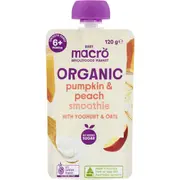 Macro Organic Baby Food Pumpkin & Peach Smoothie with Yoghurt & Oats 120g