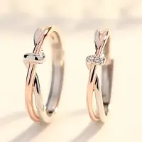 在飛比找momo購物網優惠-【MoonDy】戒指 純銀戒指 情侶戒指 扭結戒指 對戒 玫