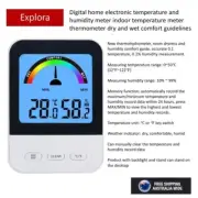 New Indoor Digital Thermometer, Hygrometer, LCD Humidity Meter - White