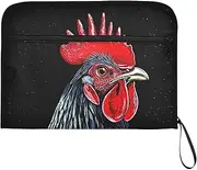 YMXFXP Expandable Filing Folder Rooster Red Black, 13-Pocket Funny Cute Design with Sticky Labels, A4 Letter Size Document Organizer for Office, School, Boys, Girls