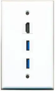 1 Port HD 2 Port USB 3.0 A-A Wall Plate Solid White