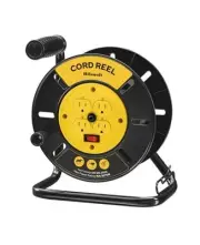 Extension Cord Storage Reel with 4-Grounded Outlets, 15A Circuit Breaker,