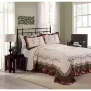 BEAUTIFUL XXXL COTTAGE WHITE GREEN RED PINK ROSE PURPLE OVERSIZE BEDSPREAD QUILT
