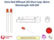 3mm Red Round Diffused LED Light Emitting Diodes Short Legs 18mm 100Pack