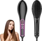 Electric Hair Straightening Brush Negative Ion Ceramic Straightener Brush wit...