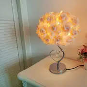 Yellow Roses And Silver Base Romantic Red Flower Table Lamp Crystal Heart Accent Bedside Night Light Lamps