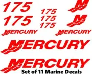 (11pc) Set of 175 Hp Mercury outboard cowling decal set custom color choices