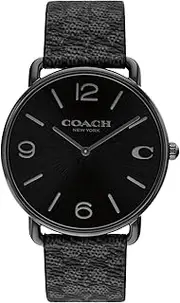 [COACH] Elliot Men's Watch - 2H Quartz Watch with Signature C Canvas Strap - Water Resistant 3 ATM/30 Meters - Classic Minimalist Design for Everyday Wear - 41mm, Black, modern