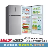 在飛比找momo購物網優惠-【SANLUX 台灣三洋】◆430公升一級能效變頻雙門冰箱(