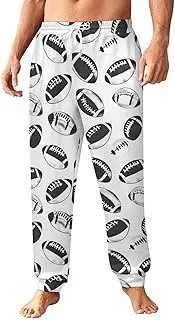 [Generic] Men's Sweatpants, Bold White Football Motif-17, Polyester Joggers, Sweatpants Jogging Pants for Workout Running