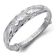 925 Sterling Silver Cuff Bangle Bracelets Adjustable Jewelry Bracelet - A8